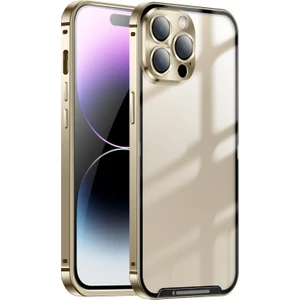 Iphone 14 Pro Max (Altın) Için Buzlu Metal Telefon Kılıfı (Yurt Dışından)