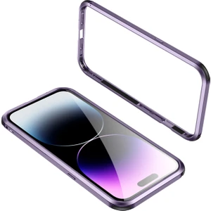 Iphone 14 Pro Max (Mor) Için Dört Köşe Şok Geçirmez Metal Çerçeve Telefon Kasası (Yurt Dışından)