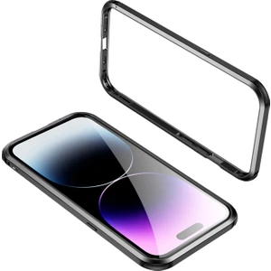 Iphone 14 Pro Max (Siyah) Için Dört Köşe Şok Geçirmez Metal Çerçeve Telefon Kasası (Yurt Dışından)