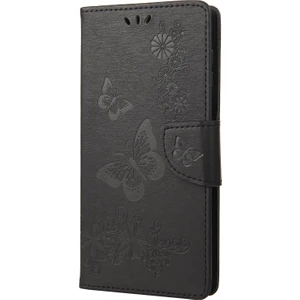 Kelebek Kabartmalı Yatay Flip Deri Telefon Kasası iPhone 14 Pro Max (Siyah) (Yurt Dışından)