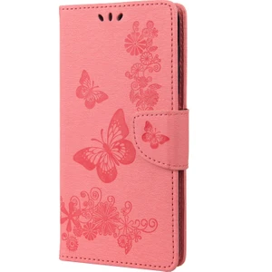 Kelebek Kabartmalı Yatay Flip Deri Telefon Kasası iPhone 14 Pro Max (Pembe) Için (Yurt Dışından)