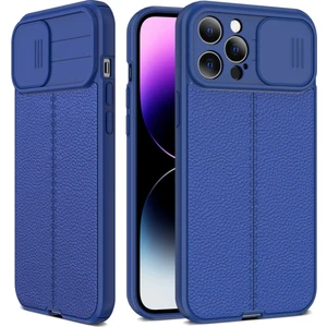 Iphone 14 Pro Max (Mavi) Için Litchi Doku Tpu Kılıfı (Yurt Dışından)