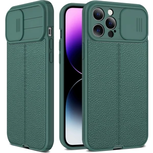 Iphone 14 Pro Max (Dark Green) Için Litchi Doku Tpu Kılıfı (Yurt Dışından)