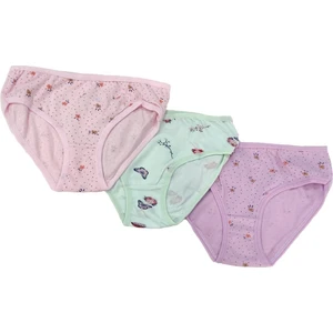 Yakamoz 3'lü Kız Çocuk Renkli-Desenli Lycralı Alt Çamaşır/ Slip/ Külot