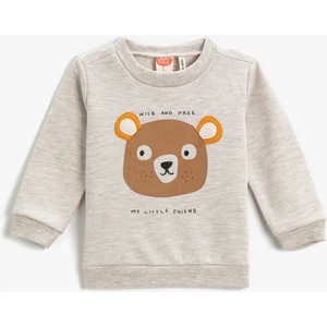 Sweatshirt Baskılı Bisiklet Yaka