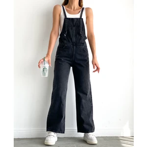 Fav Style Kadın Bol Paça Denim Bahçıvan Tulum Antrasit