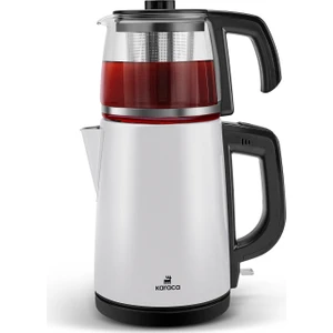 Tea Glass  2 in 1 Çelik Çay Makinesi ve Kettle White Inox