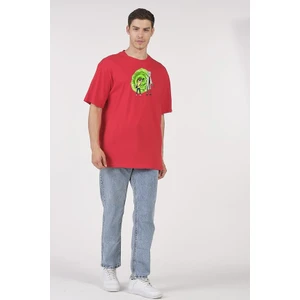 To Cosmos Oversize T-Shirt Rick And Morty Kırmızı