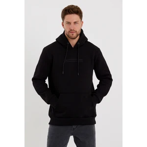 Erkek Slim Fit Baskılı Kapüşonlu Sweatshirt