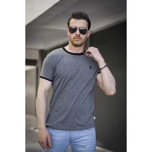 Riad Slim Fit Likralı Nakış Detaylı Kolu ve Yakası Biyeli Erkek Tshirt