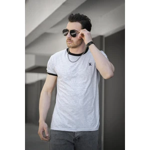 Riad Slim Fit Likralı Nakış Detaylı Kolu ve Yakası Biyeli Erkek Tshirt