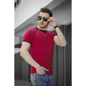 Riad Slim Fit Likralı Nakış Detaylı Kolu ve Yakası Biyeli Erkek Tshirt