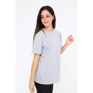 Oversize (bol ve geniş kesim) Gri T-Shirt. Bisiklet Yaka, Basic, Salaş Model