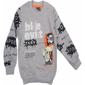Fas Baskılı Bisiklet Yaka 2iplik Sweatshirt