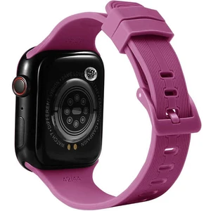 Case 4U Apple Watch Seri 6/SE/5/4 Çizgili Esnek Silikon Kordon 42mm KRD-23 Mürdüm