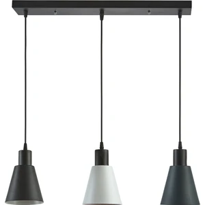 Trend Modern Spor Dekoratif Cafe-Mutfak Antrasit Beyaz Siyah Renk 3 Lü Sıralı Sarkıt Avize