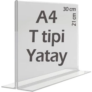 30x21 cm  A4 T-Tipi Yatay Şeffaf Föylük Menü Broşürlük Etiketlik