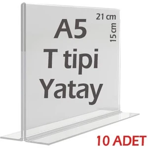 21x15 cm A5 T-Tipi Yatay Şeffaf Föylük Menü Broşürlük Etiketlik (10 Adet)