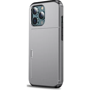 Iphone 14 Pro Max (Gray) Için Şok Geçirmez Zırh Kartı Yuvası Kasası