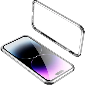 Iphone 14 Pro Max (Gümüş) Için Dört Köşe Şok Geçirmez Metal Çerçeve Telefon Kılıfı