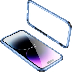Iphone 14 Pro Max (Mavi) Için Dört Köşe Şok Geçirmez Metal Çerçeve Telefon Kasası