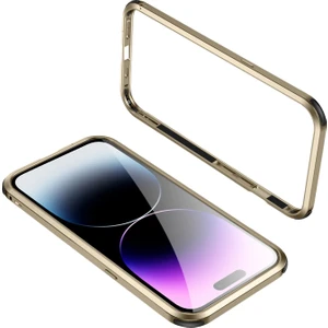 Iphone 14 Pro Max (Altın) Için Dört Köşe Şok Geçirmez Metal Çerçeve Telefon Kılıfı