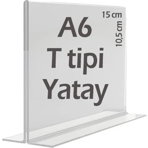 15x10,5 cm A6 T-Tipi Yatay Şeffaf Föylük Menü Broşürlük Etiketlik