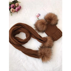 Şapka Kids Triko Atkı Bere Set
