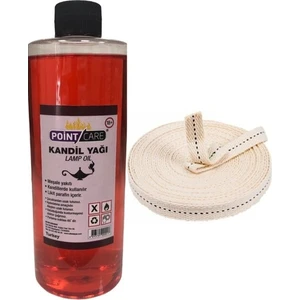 Point Care Kırmızı Kandil Yağı Kokusuz Dumansız Iç Mekan Gaz Lambası Yakıtı 400 ml + 2 Metre Fitil