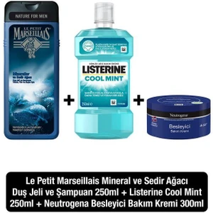 Besleyici Bakım 300 Ml+Listerine Cool Mint 250ml+Le Petit Marseillais Mineral Sedir 400ml