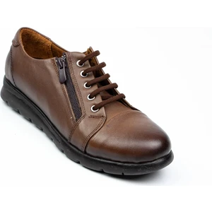 789 Fermuarlı Ceviz Deri Kadın Günlük Ayakkabı