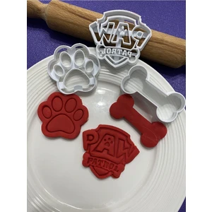 Mini Tasarım Atölyem Paw Patrol Logo-Pati-Kemik Kurabiye Kalıbı Seti