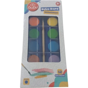 Suluboya 12 Renkli Su Boyası 23 mm Kalınlıkta Çocuklar İçin Eğlenceli Set