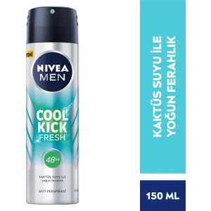 NIVEA Men Erkek Sprey Deodorant Cool Kick Fresh 150ml, Ter Kokusuna Karşı 48 Saat Anti-perspirant