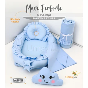 5 Parça Babynest, Bebek Pikesi, Yorganı, Dekoratif Gülen Yastık