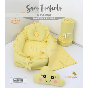 5 Parça Babynest, Bebek Pikesi, Yorganı, Dekoratif Gülen Yastık