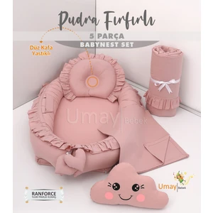 5 Parça Babynest, Bebek Pikesi, Yorganı, Dekoratif Gülen Yastık