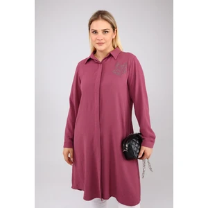 Kadın Büyük Beden Yaprak Baskılı Gömlek Tunik