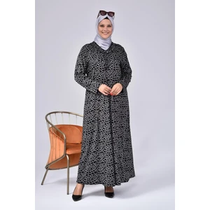 Kadın Büyük Beden Yakası Fırfırlı Tesettür Anne Elbisesi Yakma Yapmaz Terletmez
