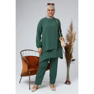 Kadın Büyük Beden Düğmeli Ikili Tesettür Tunik Takım