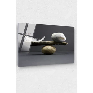 Assos Design Art Tüy ve Taşın Dengesi Cam Tablo Denge Tablo Doğa Tablo Duvar Dekor Büyük Tablo Cam Duvar Tablo