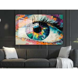 Assos Design Art Renkli Göz Cam Tablo, Göz Tabloları, Insan Silüetleri, Duvar Dekor, Büyük Tablo, Cam Duvar Tablo