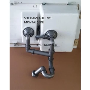 Tekdekor Granit Evye Sifonu Takımı 1,5göz Teka Franke Blonco Dominox  Sifonu