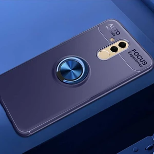 Kip GSM Huawei Mate 20 Lite Kılıf Metal Yüzüklü Standlı Yumuşak Ravel Silikon Kapak