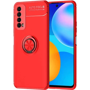 Kip GSM Huawei P Smart 2021 Kılıf Metal Yüzüklü Standlı Yumuşak Ravel Silikon Kapak