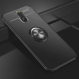 Kip GSM Huawei Mate 10 Lite Kılıf Metal Yüzüklü Standlı Yumuşak Ravel Silikon Kapak