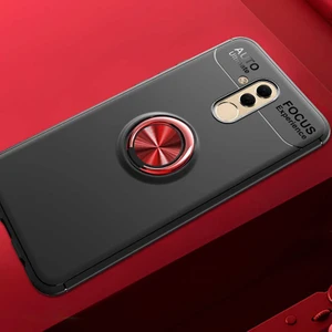 Kip GSM Huawei Mate 20 Lite Kılıf Metal Yüzüklü Standlı Yumuşak Ravel Silikon Kapak