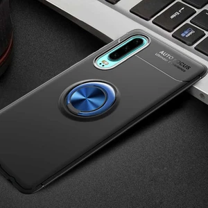 Kip GSM Huawei P30 Kılıf Metal Yüzüklü Standlı Yumuşak Ravel Silikon Kapak