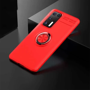 Kip GSM Huawei P40 Kılıf Metal Yüzüklü Standlı Yumuşak Ravel Silikon Kapak