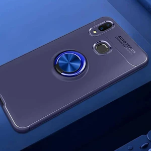 Kip GSM Huawei P Smart 2019 Kılıf Metal Yüzüklü Standlı Yumuşak Ravel Silikon Kapak